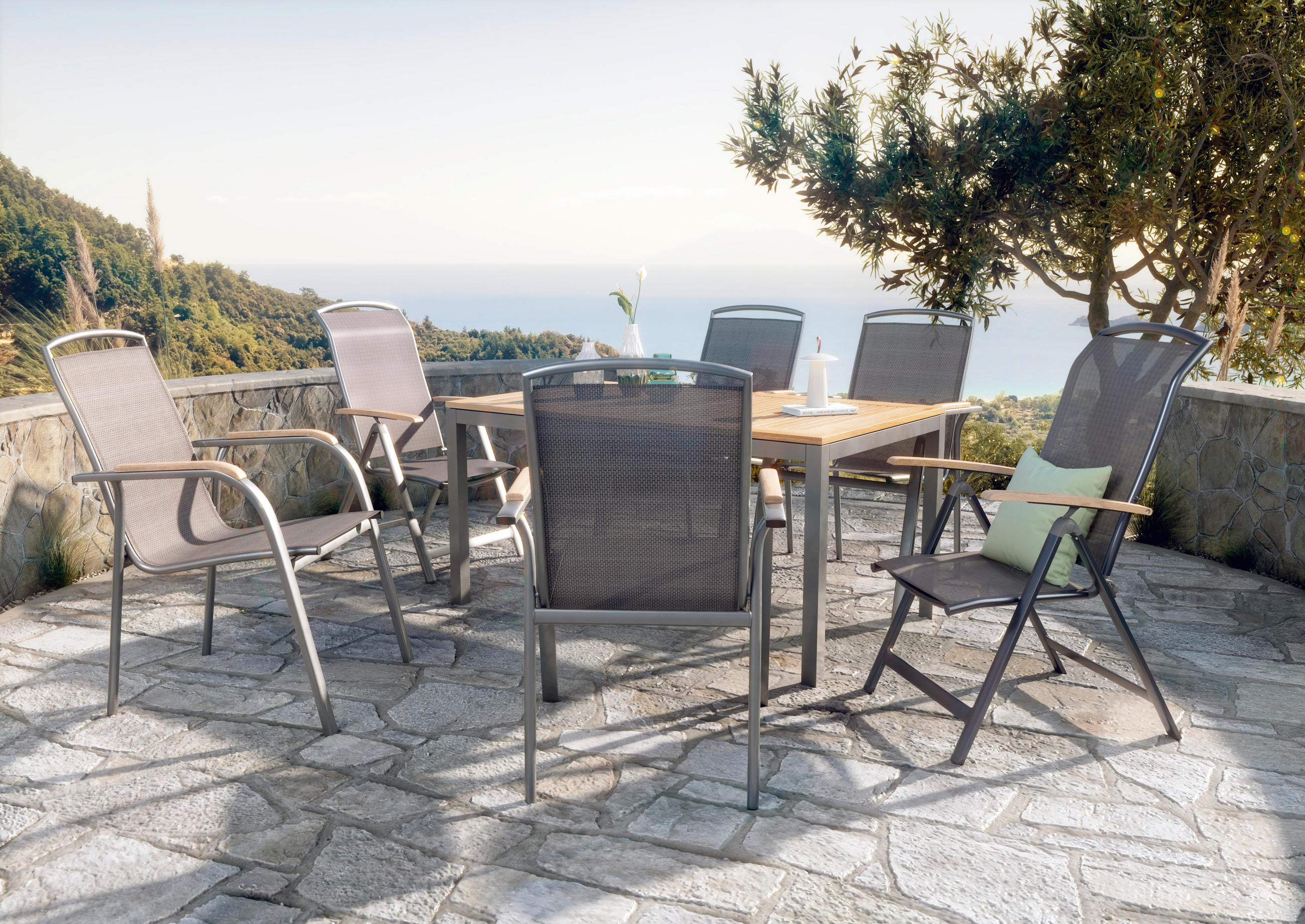 MASĂ PENTRU GRĂDINĂ 150-210/90/74 cm   - antracit/culoare natur, Basics, lemn/metal (150-210/90/74cm) - Ambia Garden