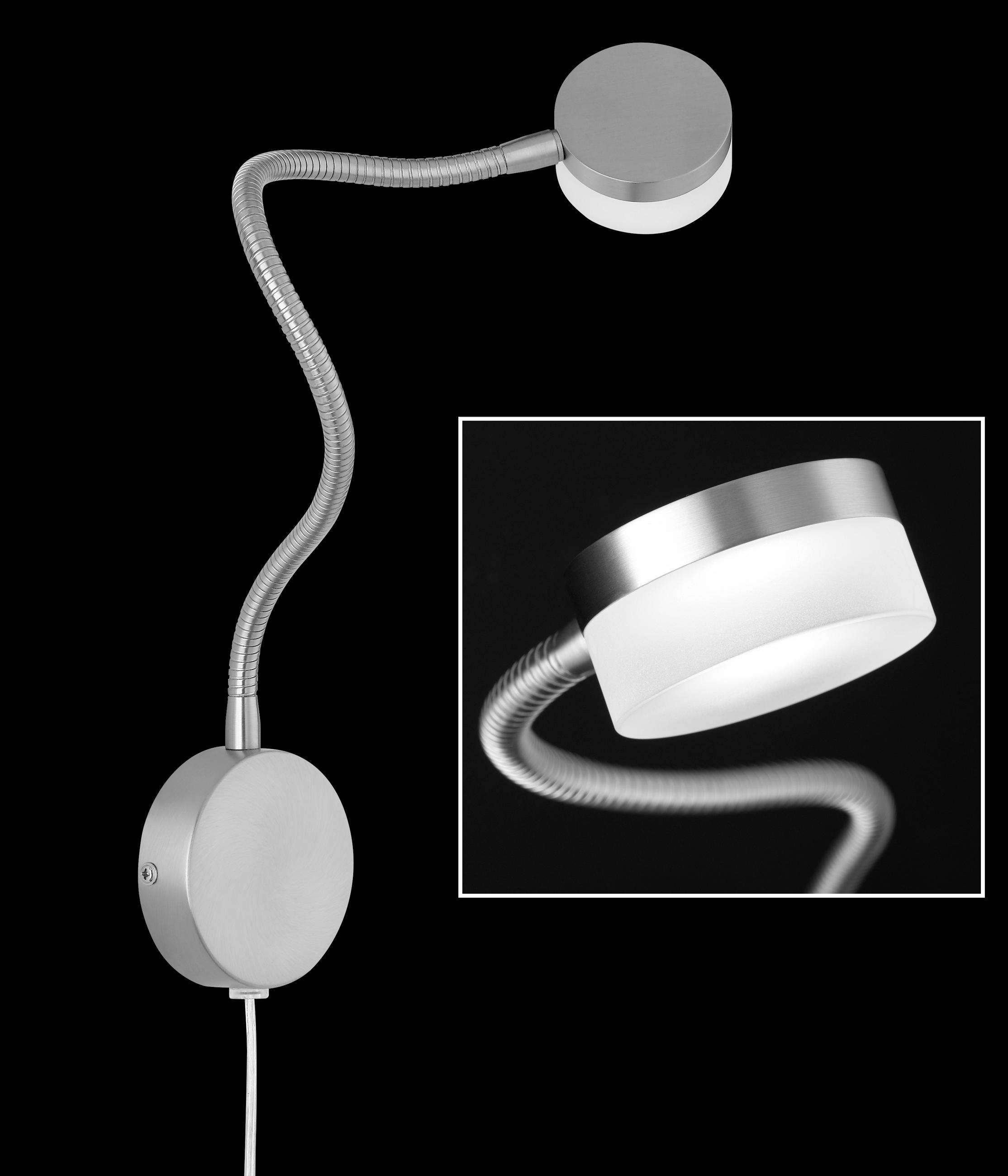 LED LESELEUCHTE LUG - Nickelfarben, Design, Kunststoff/Metall (51cm) - Fischer & Honsel