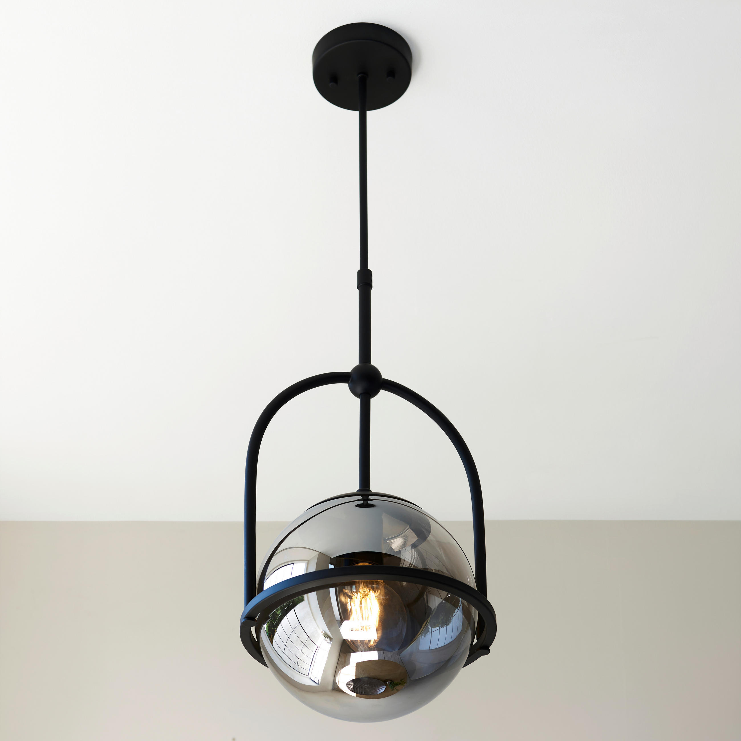 DECKENLEUCHTE  27.5/76-86 cm    - Schwarzchrom, Design, Glas (27.5/76-86cm) - ENDON