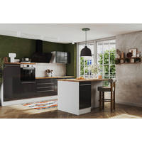 MODULKÖK 320-150 cm   i grå högglans  - stålfärgad/vit, Design, trämaterial/plast (320-150cm) - Respekta