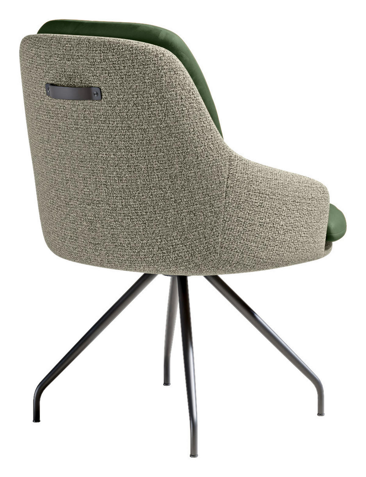ARMLEHNSTUHL  Beinauswahl, Sitzfläche 360° drehbar, Stoff-/Lederauswahl Velours  Graugrün, Grün  - Schwarz/Graugrün, Design, Textil/Metall (60/86/66cm) - Dieter Knoll