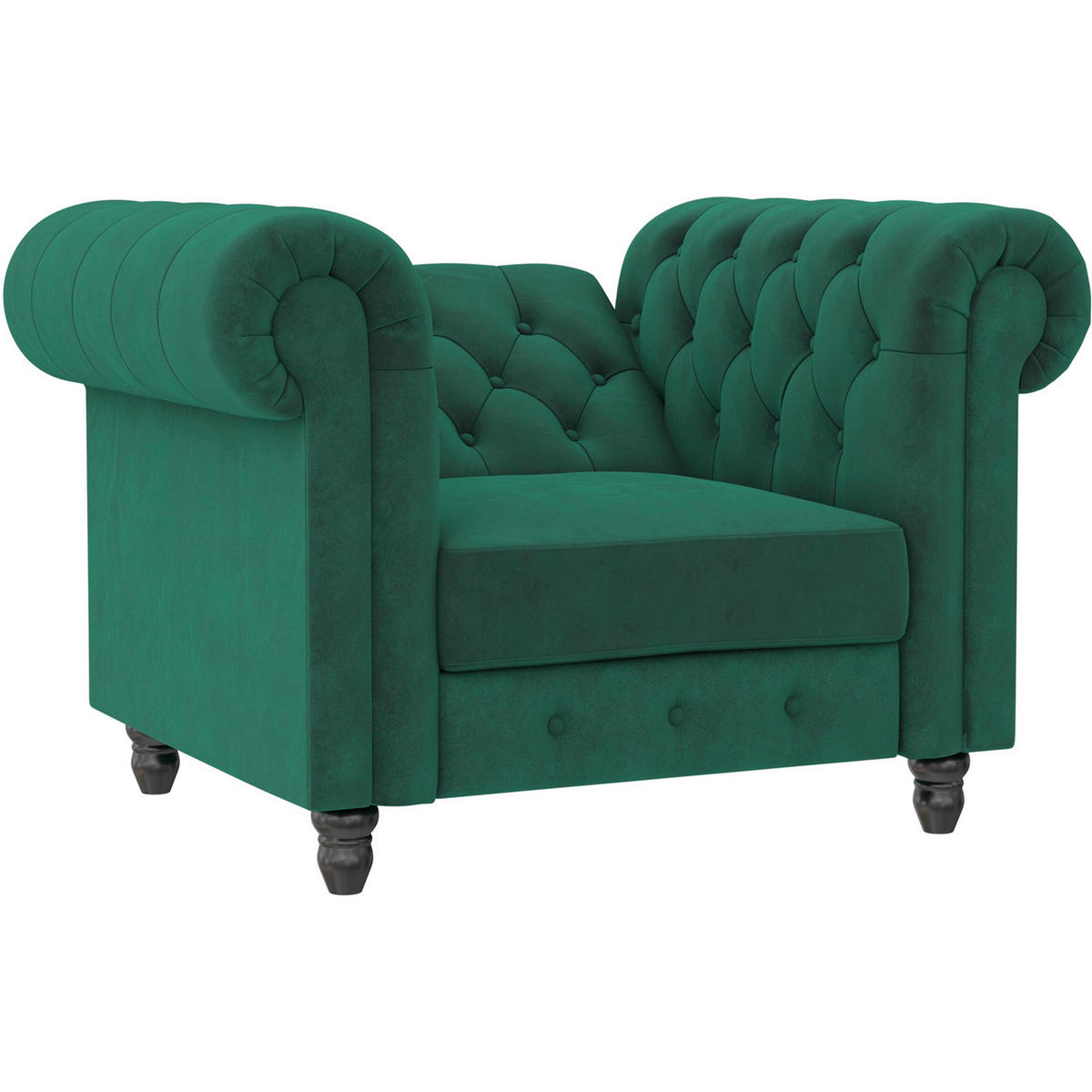 SESSEL in Velours Dunkelgrün  - Dunkelgrün/Schwarz, Basics, Holz/Textil (111/83/87cm) - Livetastic