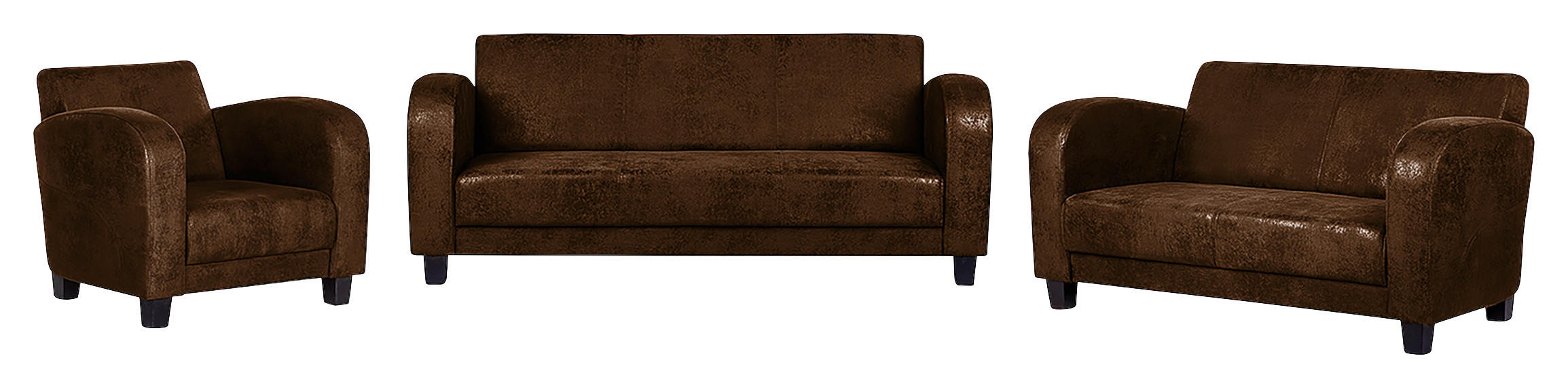 SITZGARNITUR in Lederlook Braun  - Dunkelbraun/Braun, Design, Textil (92/80/89cm) - Livetastic