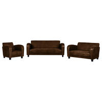 SITZGARNITUR Antis Lederlook Braun  - Dunkelbraun/Braun, Design, Textil (92/80/89cm) - Livetastic