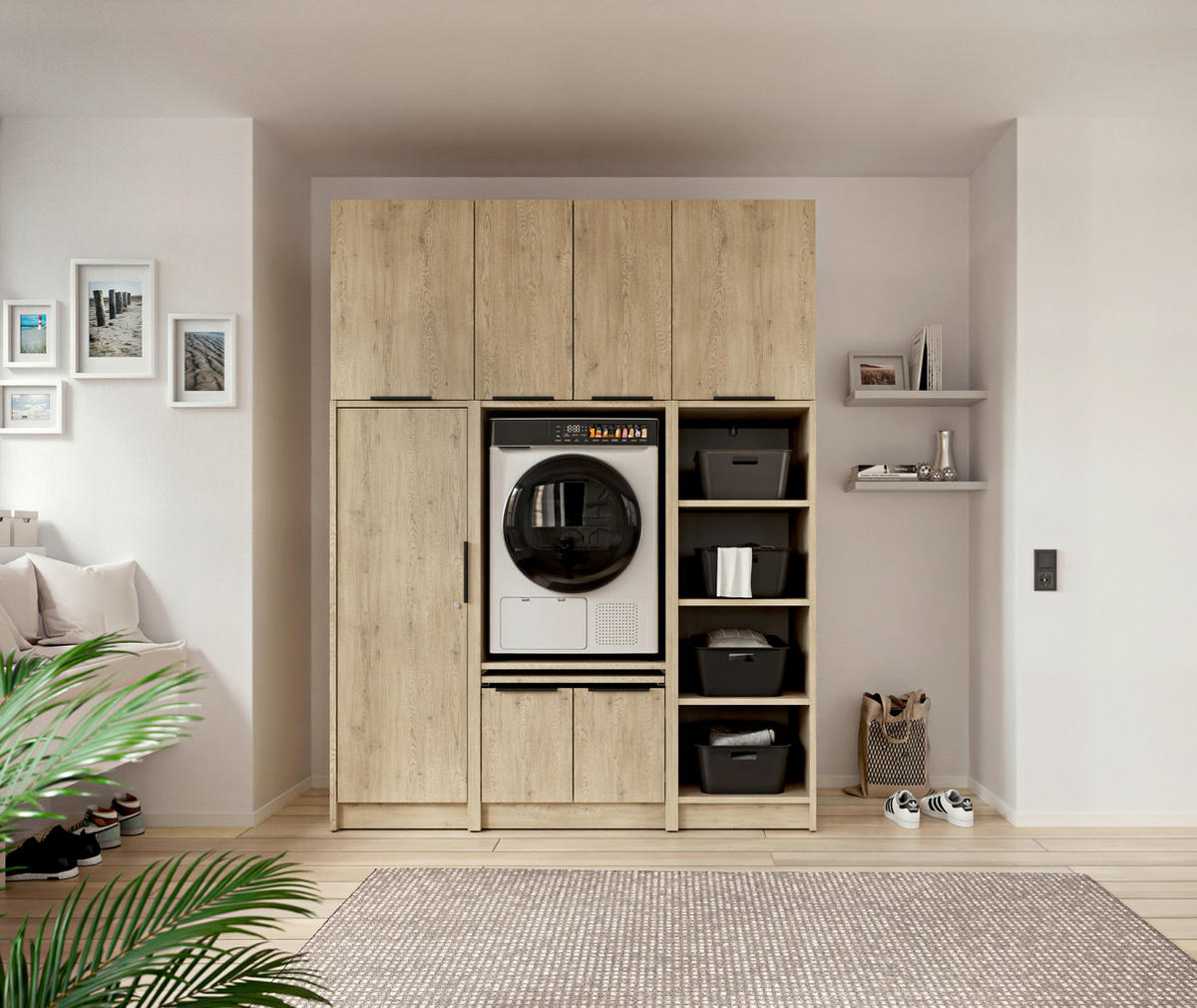 MEHRZWECKSCHRANK 50/150/68 cm  - Eichefarben/Schwarz, Basics, Holzwerkstoff/Kunststoff (50/150/68cm) - MID.YOU