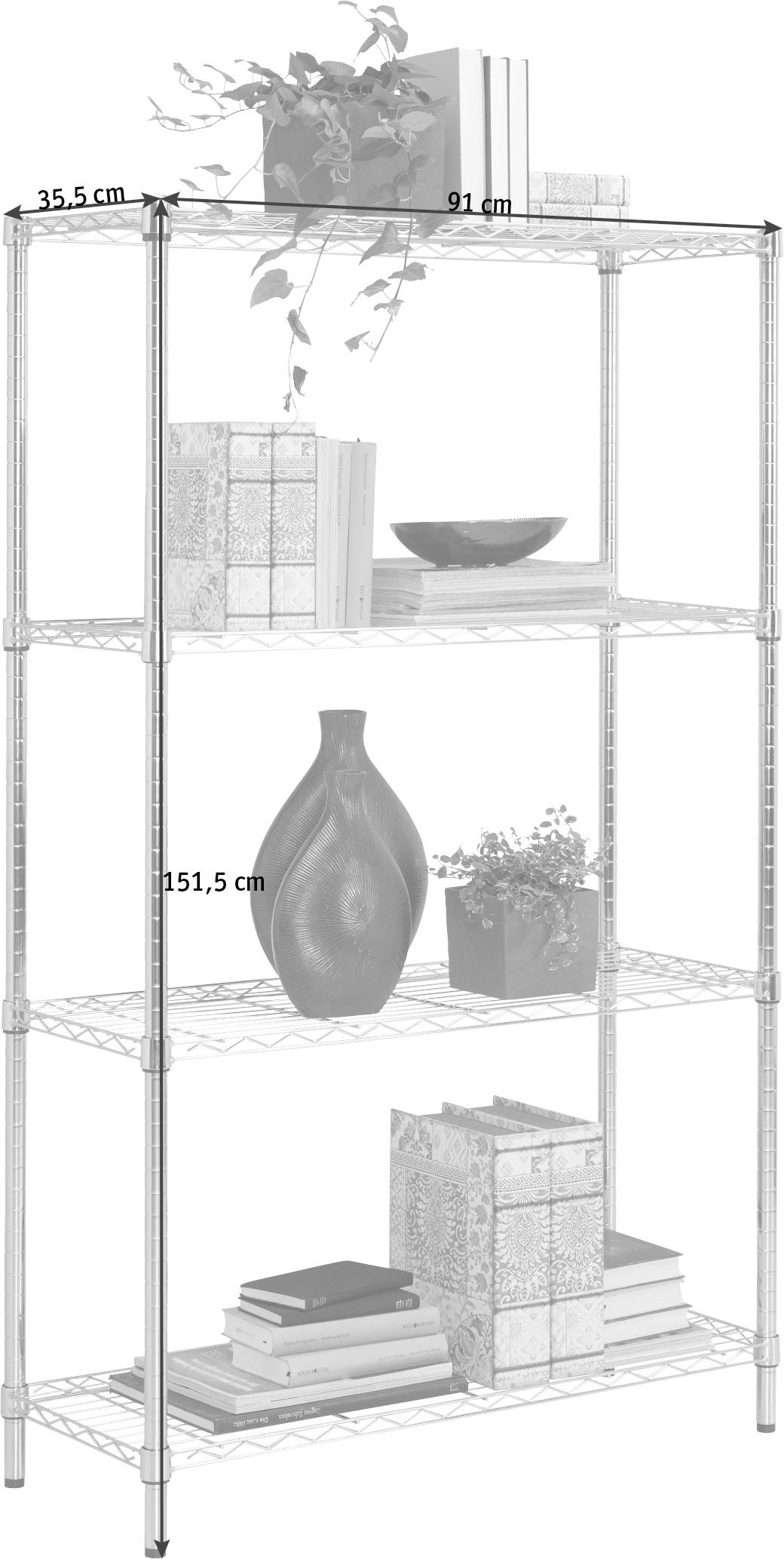 REGÁL, chrómová, oceľ, 91/150/35,5 cm - chrómová, Design, kov/plast (91/150/35,5cm) - Carryhome