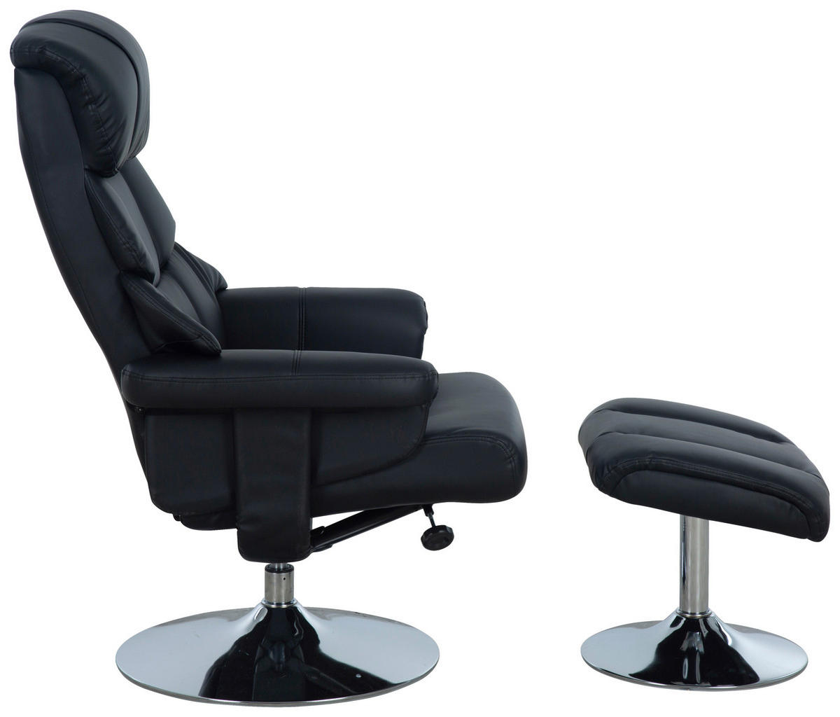 RELAXSESSELSET Lederlook Hocker    - Chromfarben/Schwarz, MODERN, Textil/Metall (80/108/86cm) - P & B