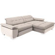 ECKSOFA in Mikrofaser Ecru  - Chromfarben/Ecru, Design, Textil/Metall (265/180cm) - Carryhome