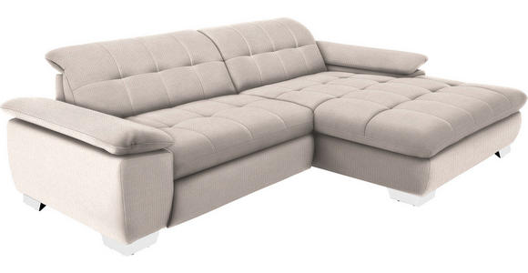 ECKSOFA in Mikrofaser Ecru  - Chromfarben/Ecru, Design, Textil/Metall (265/180cm) - Carryhome