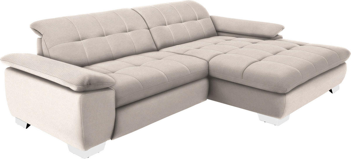 ECKSOFA in Mikrofaser Ecru  - Chromfarben/Ecru, Design, Textil/Metall (265/180cm) - Carryhome