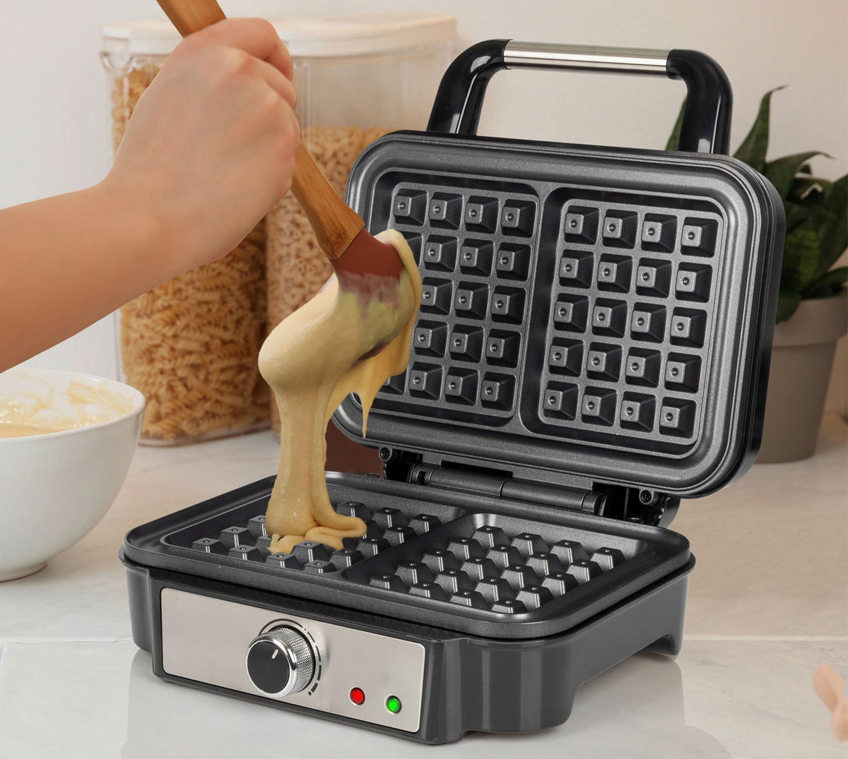 WAFFELAUTOMAT  - Edelstahlfarben/Schwarz, Basics, Kunststoff/Metall (26/10,2/25,3cm)