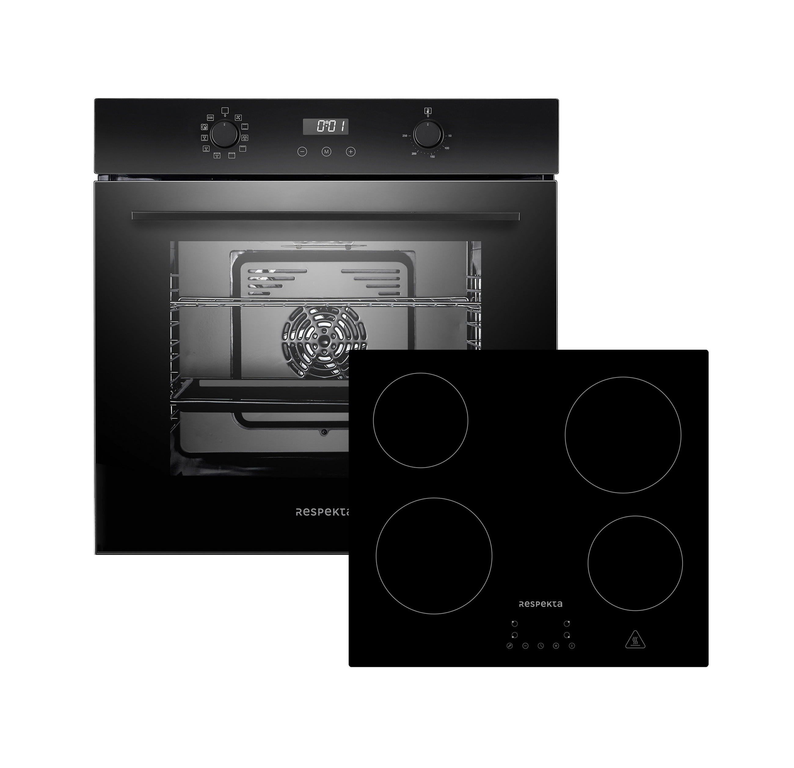 BACKOFENSET ASET7004400  - Schwarz, Trend, Glas/Metall (59,5/59,5/56,5cm) - Respekta