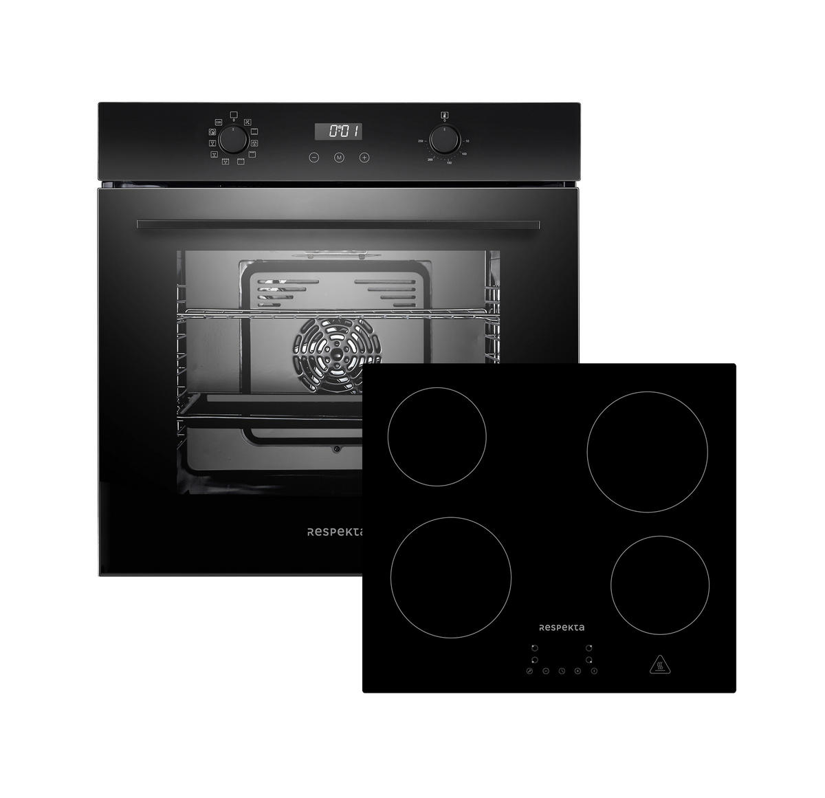 BACKOFENSET ASET7004400  - Schwarz, Trend, Glas/Metall (59,5/59,5/56,5cm) - Respekta