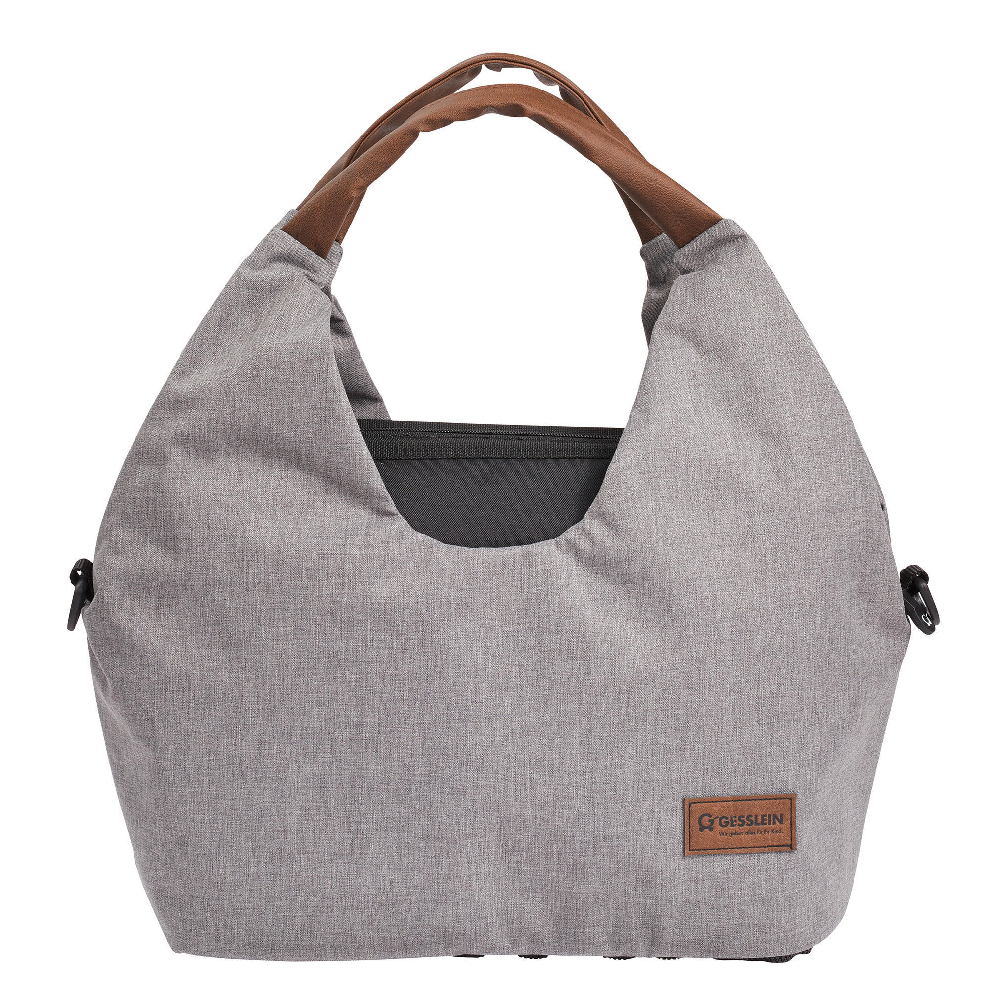 WICKELTASCHE N° 5 Hellgrau Meliert/Tabak  - Hellgrau/Braun, Basics, Textil (50/46/17cm) - Gesslein