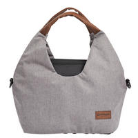 WICKELTASCHE N° 5 Hellgrau Meliert/Tabak  - Hellgrau/Braun, Basics, Textil (50/46/17cm) - Gesslein