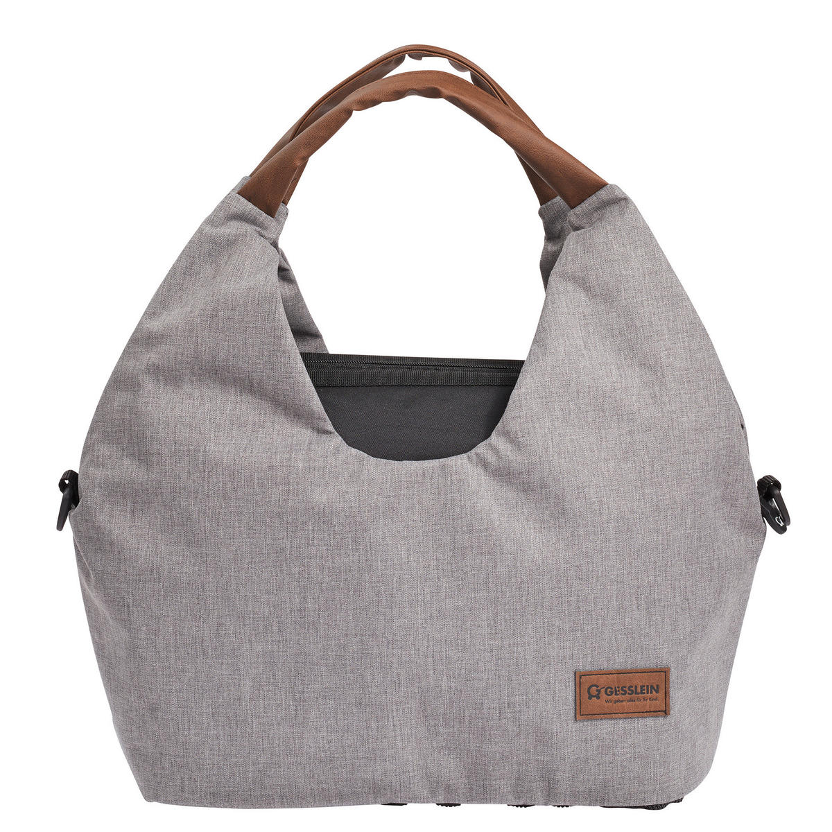 WICKELTASCHE N° 5 Hellgrau Meliert/Tabak  - Hellgrau/Braun, Basics, Textil (50/46/17cm) - Gesslein