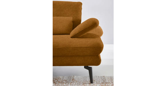 ECKSOFA in Velours Cognac 180/310 cm - Cognac/Schwarz, Design, Textil/Metall (180/310cm) - Dieter Knoll