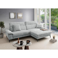 ECKSOFA CANCELLI Blau Chenille Zierkissen, Relaxfunktion  - Blau/Schwarz, KONVENTIONELL, Textil/Metall (300/178cm) - Livetastic