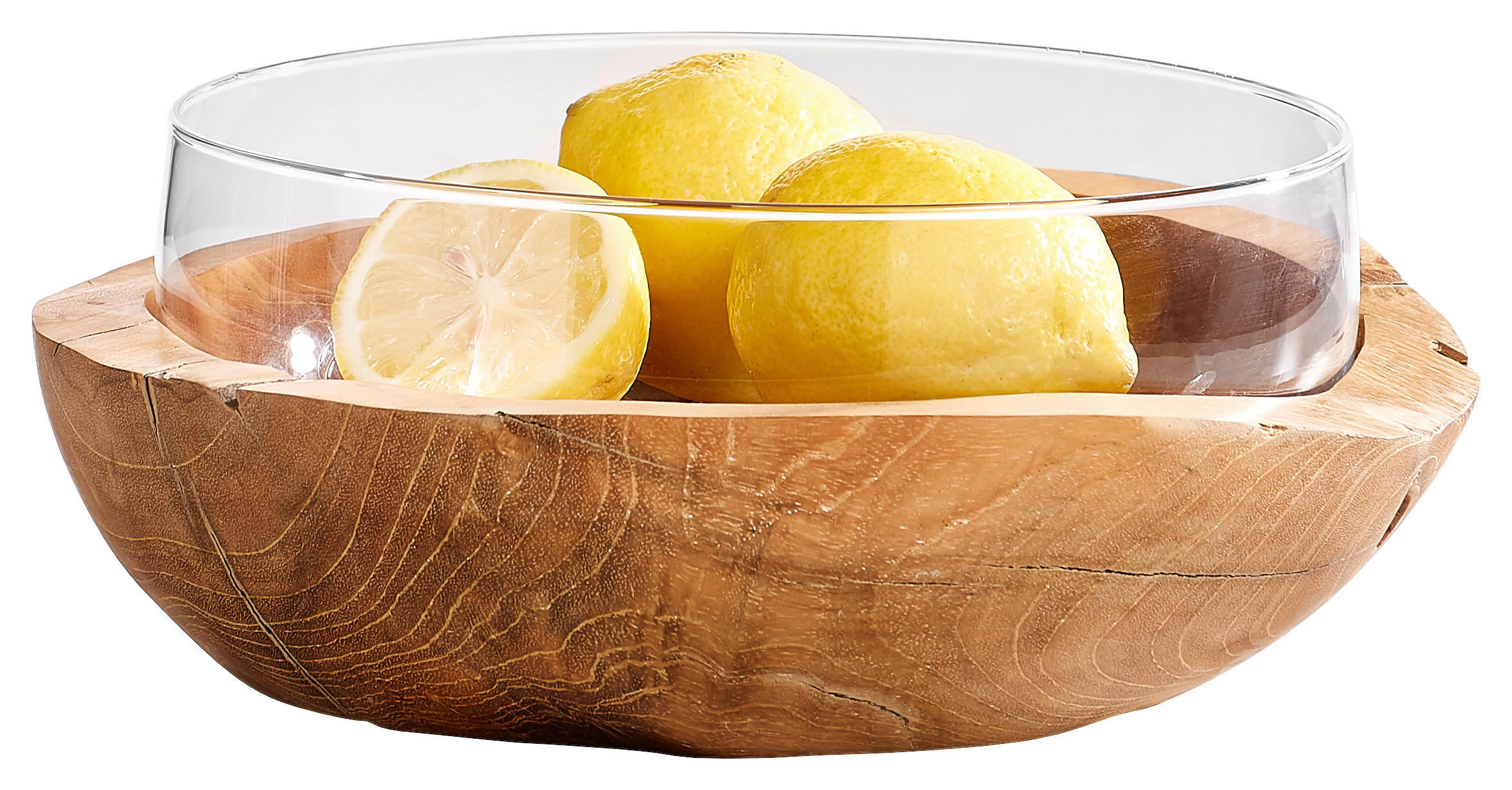 DEKOSCHALE - Klar/Braun, Basics, Glas/Holz (28/11cm) - Leonardo