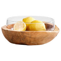 DEKOSCHALE - Klar/Braun, Basics, Glas/Holz (28/11cm) - Leonardo