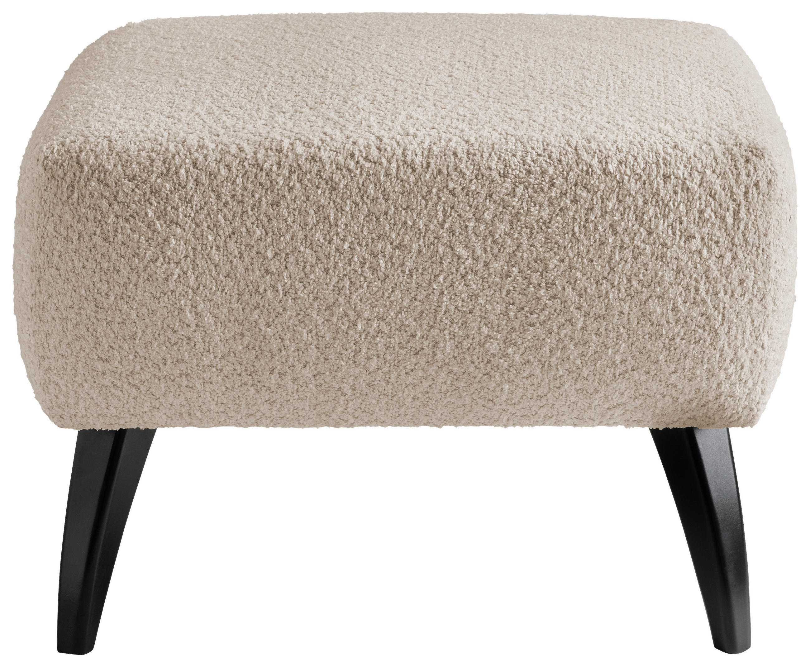 HOCKER Bouclé Buche, Fichte, Kiefer Beige - Beige/Schwarz, MODERN, Holz/Textil (66/44/66cm) - MID.YOU