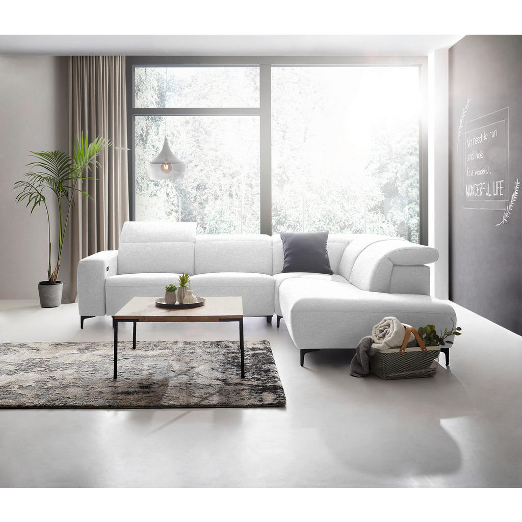 Thumbnail - Pure Home Lifestyle Ecksofa, Hellgrau, Textil, Uni, 4-Sitzer, Ottomane rechts, L-Form, 290x238 cm, Blauer Engel, Goldene...