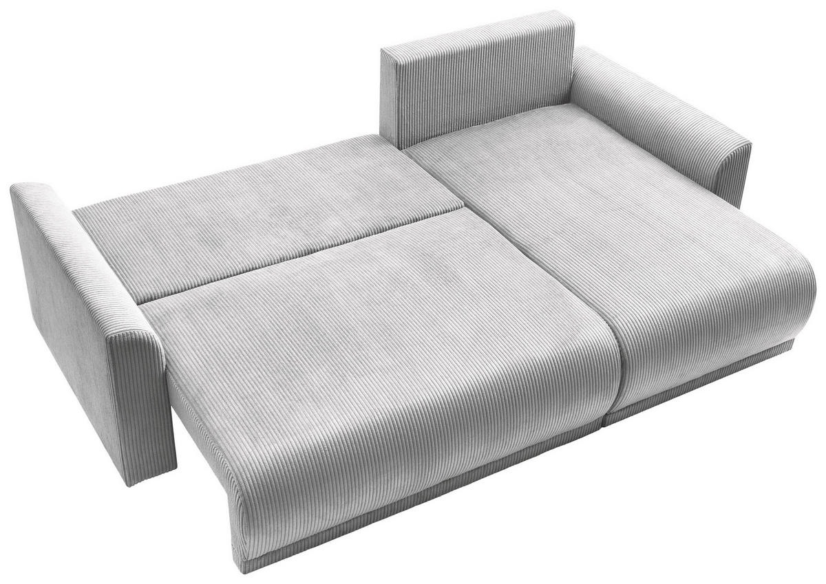 ECKSOFA KIMMY Hellgrau Cord Zierkissen, Rückenkissen, Bettkasten  - Hellgrau/Schwarz, Design, Kunststoff/Textil (233/146cm) - P & B