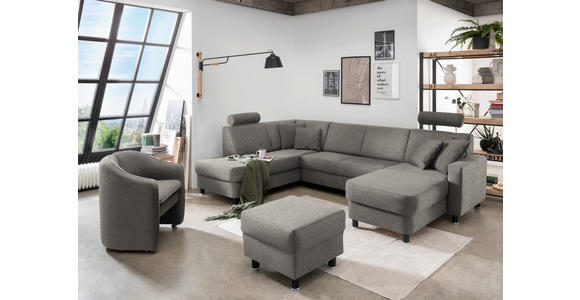 WOHNLANDSCHAFT in Webstoff Grau - Schwarz/Grau, Design, Holz/Textil (198/296/165cm) - Xora