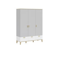 BABYKLEIDERSCHRANK ELIF Grau, Weiß, Wildeiche  - Wildeiche/Weiß, Basics, Holz (152/207/52cm) - Jimmylee