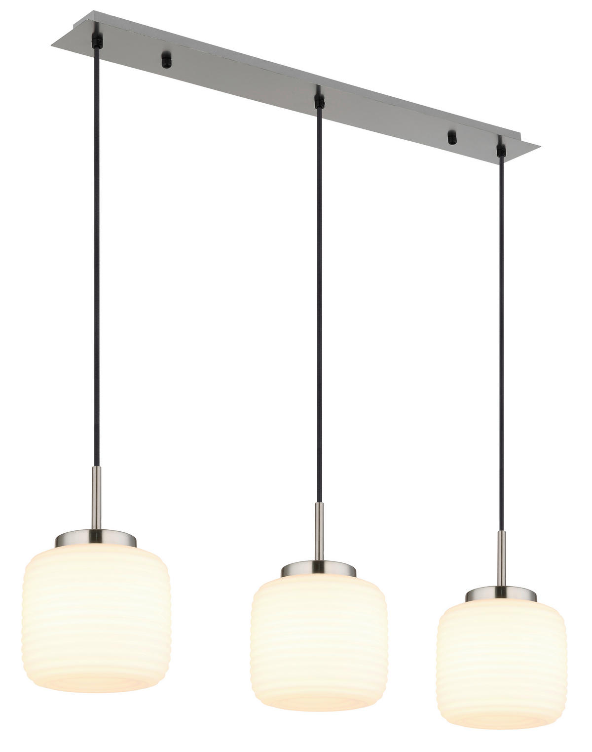 HÄNGELEUCHTE 24/130 cm  - Schwarz/Weiß, KONVENTIONELL, Glas/Textil (24/130cm) - Globo