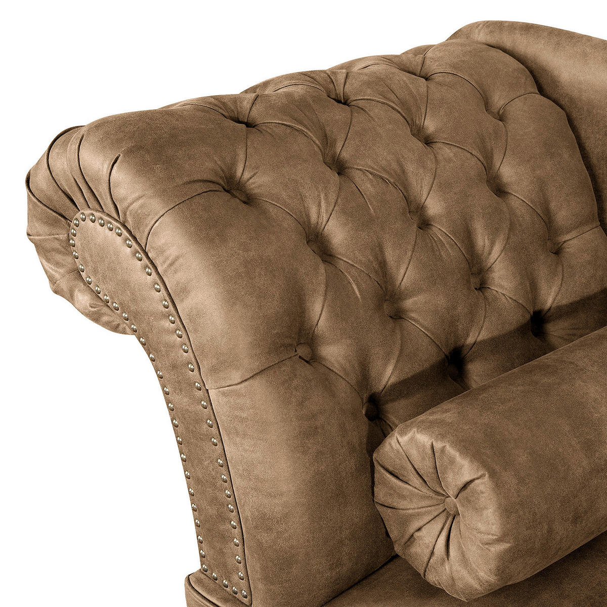 RÉCAMIERE Pako in Lederlook Braun  - Braun, Design, Holz/Textil (185/93/75cm) - Livetastic