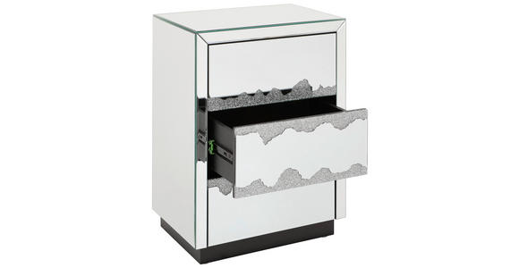 NACHTSCHRANK 45/60/30 cm - Silberfarben/Schwarz, Trend, Glas/Holzwerkstoff (45/60/30cm) - Xora