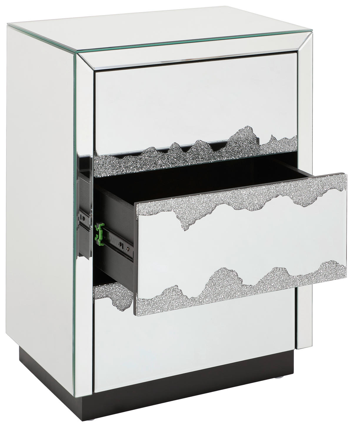 NACHTSCHRANK 45/60/30 cm  - Silberfarben/Schwarz, Trend, Glas/Holzwerkstoff (45/60/30cm) - Xora