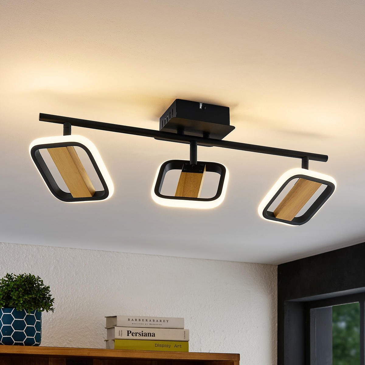 LED-STRAHLER Miriam 55/13,5/12 cm   - Eschefarben/Schwarz, Design, Holz/Kunststoff (55/13,5/12cm) - Novel