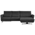 ECKSOFA in Echtleder Anthrazit  300/157 cm  - Anthrazit/Schwarz, Design, Leder/Metall (300/157cm) - Dieter Knoll