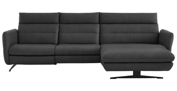 ECKSOFA in Echtleder Anthrazit  300/157 cm  - Anthrazit/Schwarz, Design, Leder/Metall (300/157cm) - Dieter Knoll