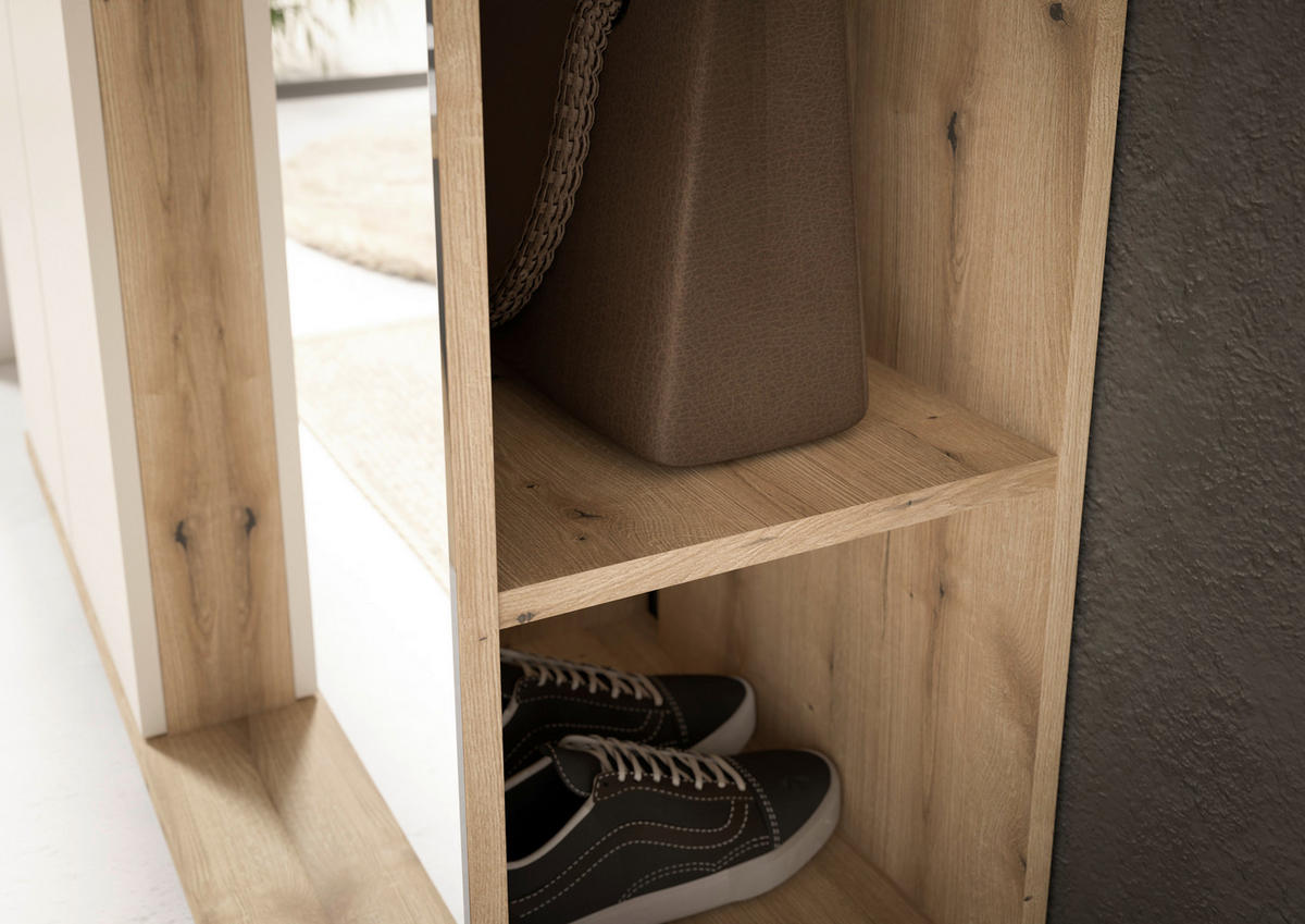 GARDEROBE  in 105/188/38 cm  - Eichefarben/Creme, Basics, Glas/Holzwerkstoff (105/188/38cm) - Xora