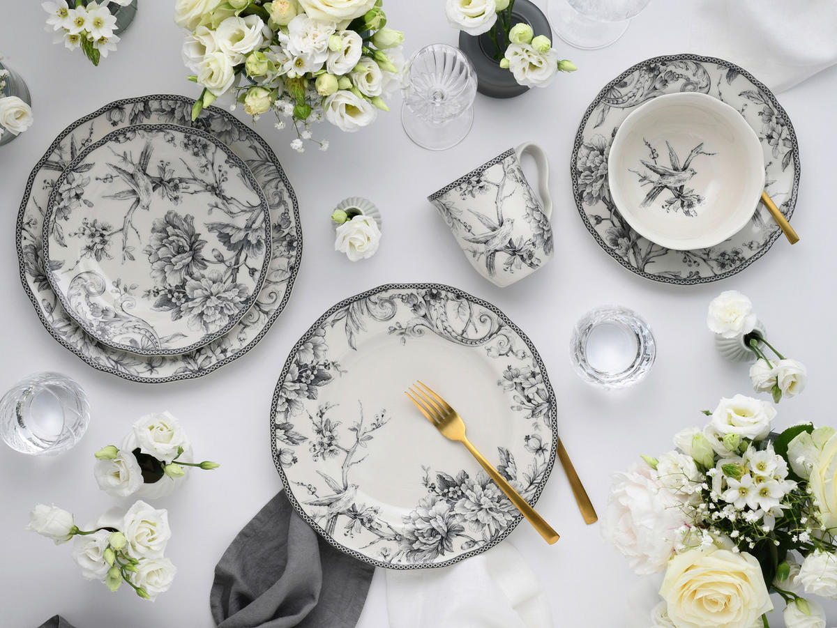 KOMPLETT SERVIS Adelaide Grau 16 delar  - vit/grå, Basics, keramik - Creatable