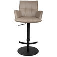 BARHOCKER in Metall, Leder Schwarz, Taupe  - Taupe/Schwarz, Design, Leder/Metall (56/90-115/56cm) - Novel