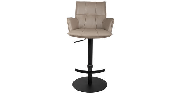 BARHOCKER in Metall, Leder Schwarz, Taupe  - Taupe/Schwarz, Design, Leder/Metall (56/90-115/56cm) - Novel