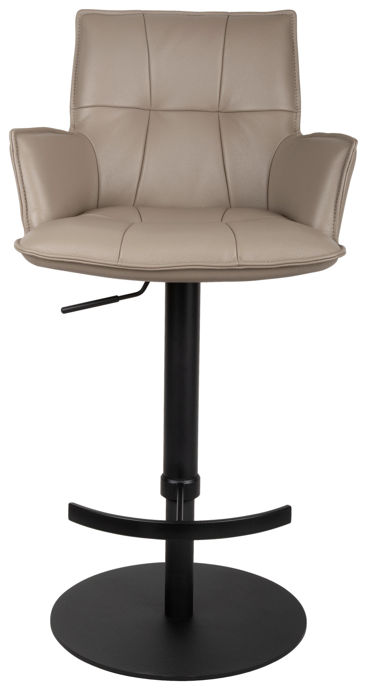 BARHOCKERMetall, Leder Schwarz, Taupe  - Taupe/Schwarz, Design, Leder/Metall (56/89.5~115/56cm) - Novel