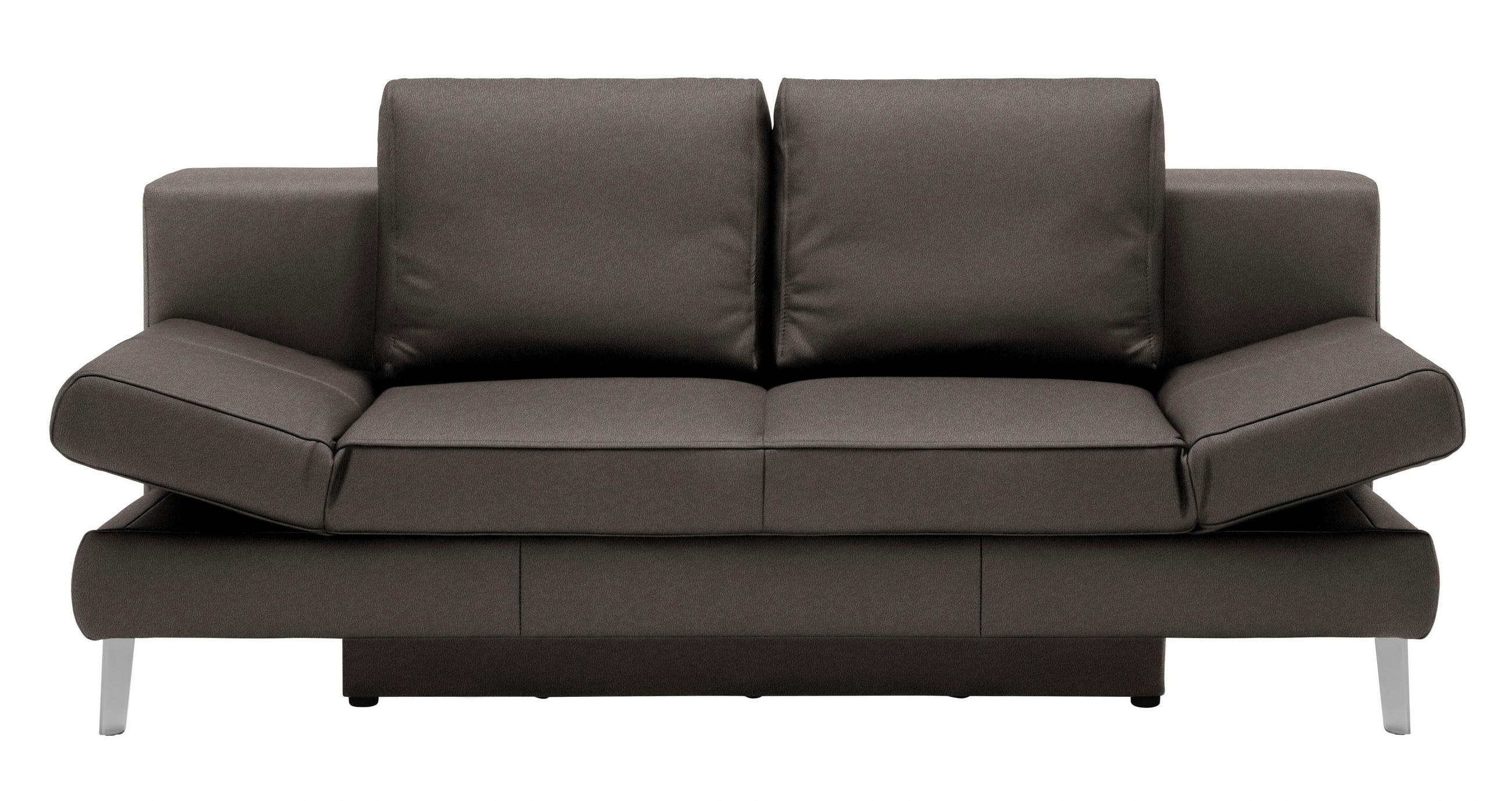 SCHLAFSOFA Dunkelbraun Echtleder  - Chromfarben/Dunkelbraun, Design, Leder/Metall (200/85/90cm) - Novel