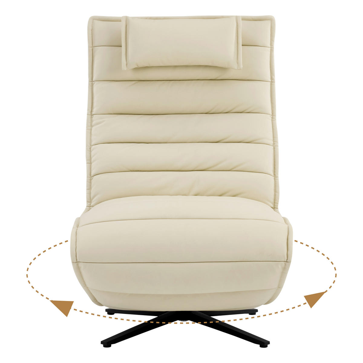 RELAXSESSEL Lederlook Echtleder Relaxfunktion, Fußteilverstellung, Nackenkissen    - Beige/Schwarz, Design, Leder/Textil (68/108/84cm) - Stylife