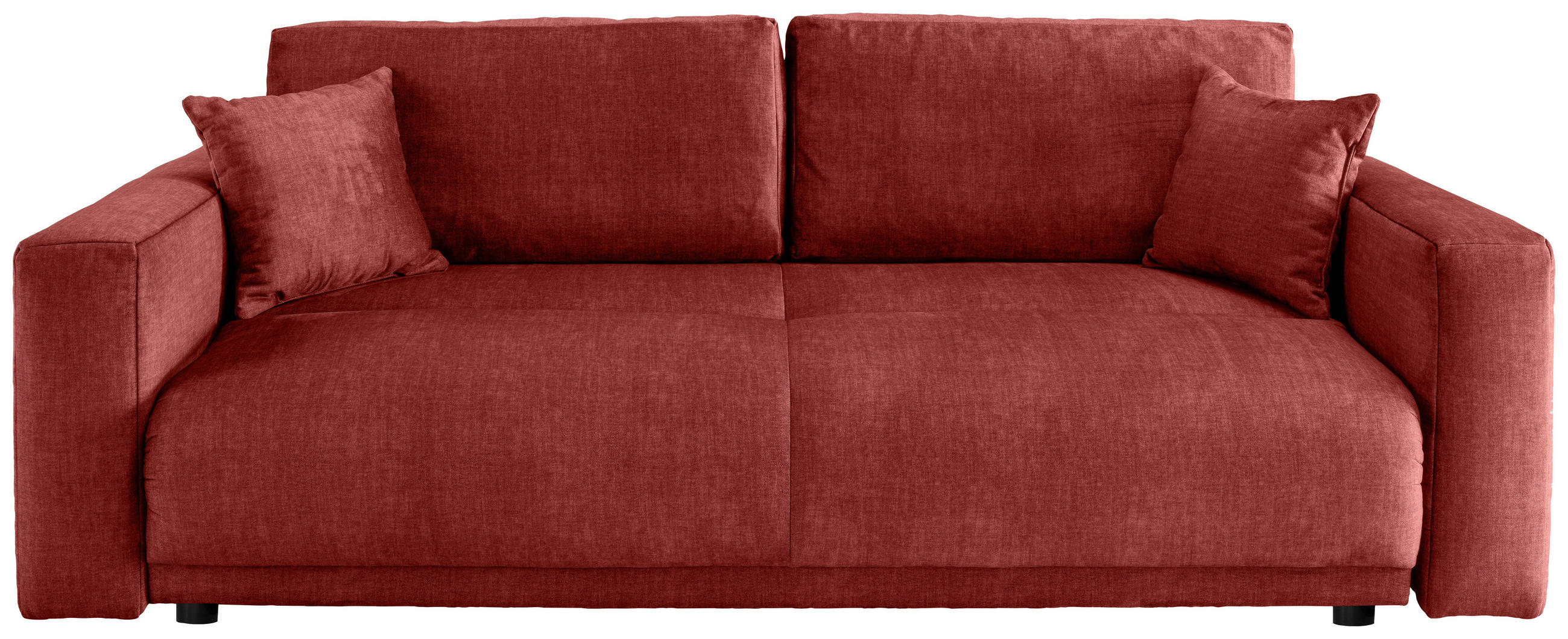 SCHLAFSOFA  mit Liegefunktion, Rücken echt Velours Koralle  - Koralle/Schwarz, MODERN, Kunststoff/Textil (245/86/126cm) - Livetastic