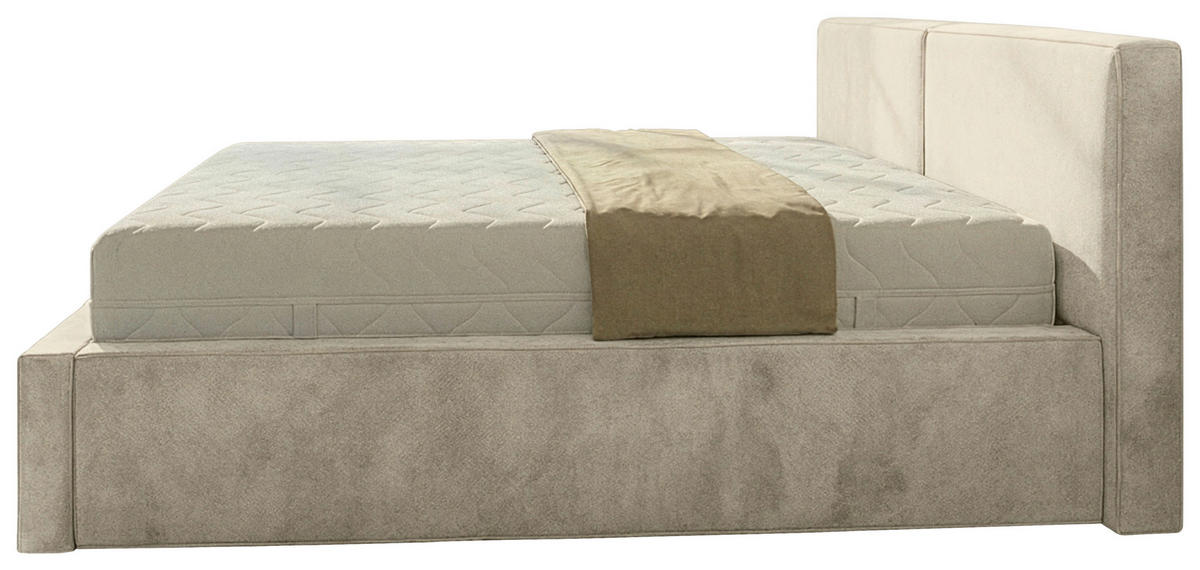 POLSTERBETT 180/200 cm,  in Beige, gepolstertes Kopfteil, Lattenrost, Bettkasten,  - Beige/Schwarz, MODERN, Holz/Kunststoff (180/200cm) - Chameo