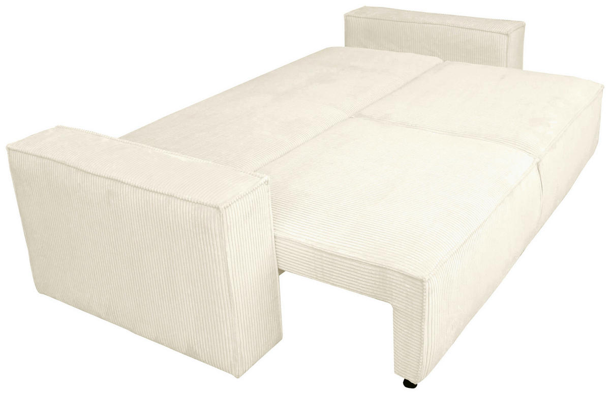 SCHLAFSOFA  mit Liegefunktion, Schlafen auf Sitzhöhe, Rücken echt Cord Creme  - Creme/Schwarz, KONVENTIONELL, Kunststoff/Textil (240/89/100cm) - Carryhome