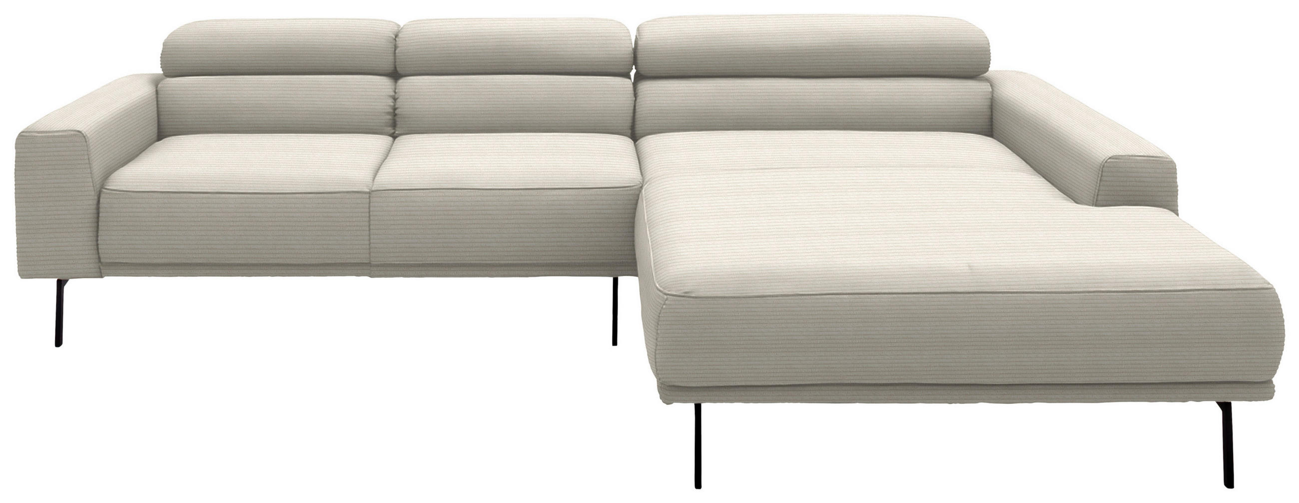 ECKSOFA  in Cord Naturfarben  293/215-217 cm  - Schwarz/Naturfarben, Design, Textil/Metall (293/215-217cm) - Schöner Wohnen