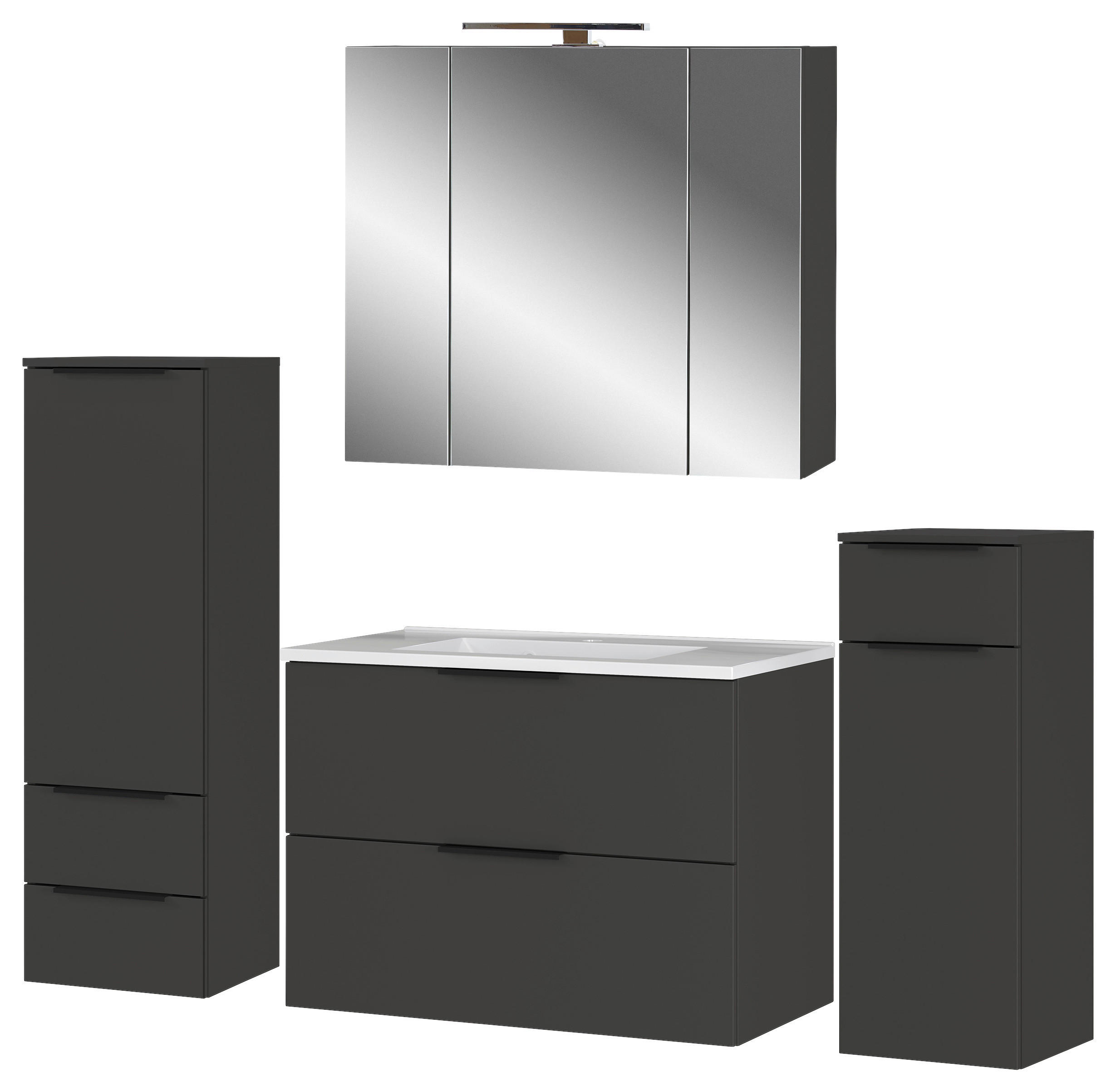 BADEZIMMER 5-teilig  in 183 cm  - Schwarz/Graphitfarben, MODERN, Holzwerkstoff/Stein (183cm) - Germania