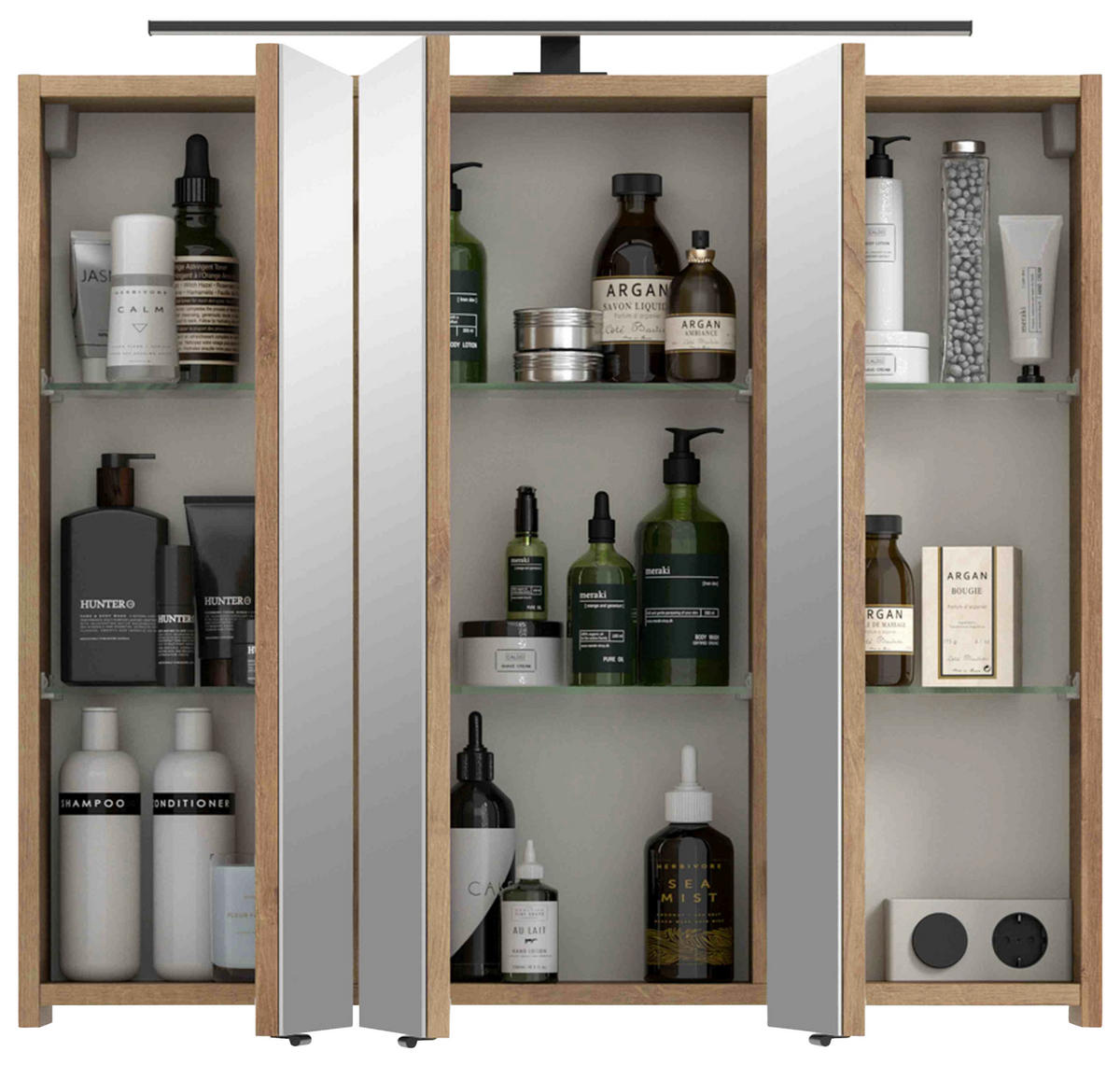 SPIEGELSCHRANK 80/70,3/17 cm  - Chromfarben/Eichefarben, Design, Glas/Holzwerkstoff (80/70,3/17cm) - Sadena