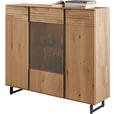 HIGHBOARD Eichefarben  139/127/44 cm  - Eichefarben/Anthrazit, Natur, Glas/Holz (139/127/44cm) - Valnatura